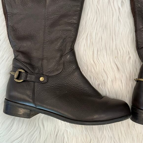 Ros Hommerson Over The Knee High Leather Boot Horsebit Flat Riding Boots, Brown - Picture 2 of 7